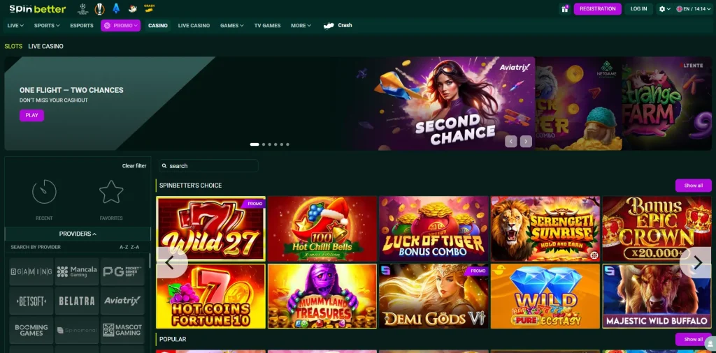 SpinBetter Casino — каталог игр и слоты